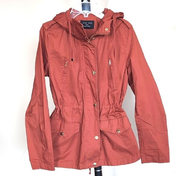 Love Tree Women's Terracotta Zip Safari Lightweight Utility Jacket- Cinch Waist - Picture 1 of 8
